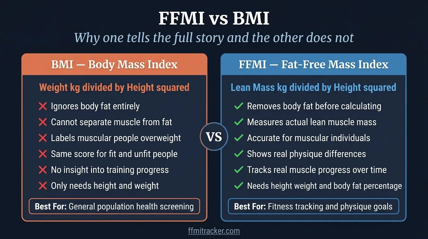 FFMI vs BMI comparison chart showing key differences